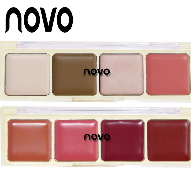 NOVO 3 in 1 Multi Use 4 Color Blush Palette Makup Necessary Naked Blusher Bronzer Powder Face Cosmetics Make Up | Красота и здоровье