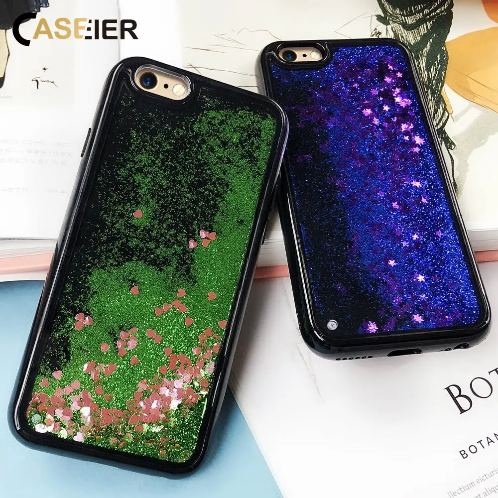 CASEIER Glitter Quicksand Case For iPhone 6 7 8 Plus X Soft TPU Edge Phone Cases 6S Girly Accessories |