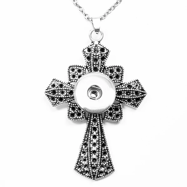 Snap кнопки ювелирные изделия Новейших Крест ожерелье OEM ODM N659 (fit 18 мм привязки) |