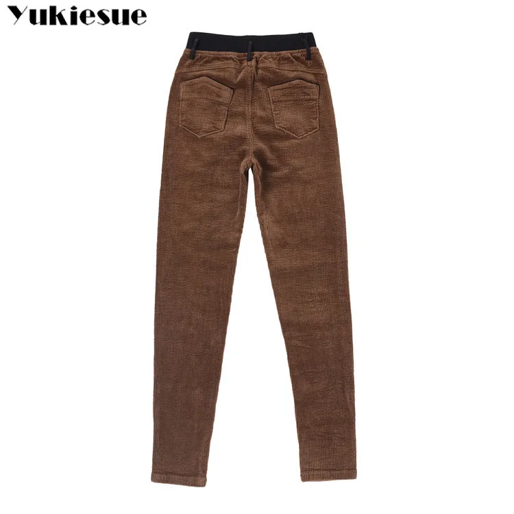 corduroy harem pants women fleece winter warm velvet skinny high waist elastic patwork womens trousers female leggings Plus size | Женская