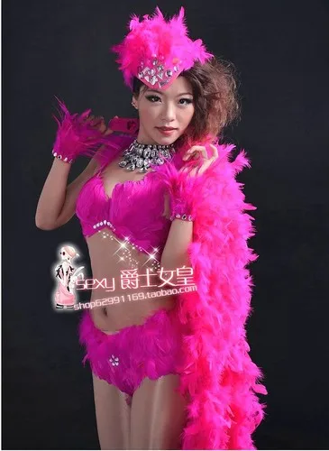 Rose bra and shorts Ночной клуб атмосфера открытие сексуальное перо сценический костюм Ds шоу диджей певича гость представление одежда танцевальный костюм - Цвет: Rose bra and shorts