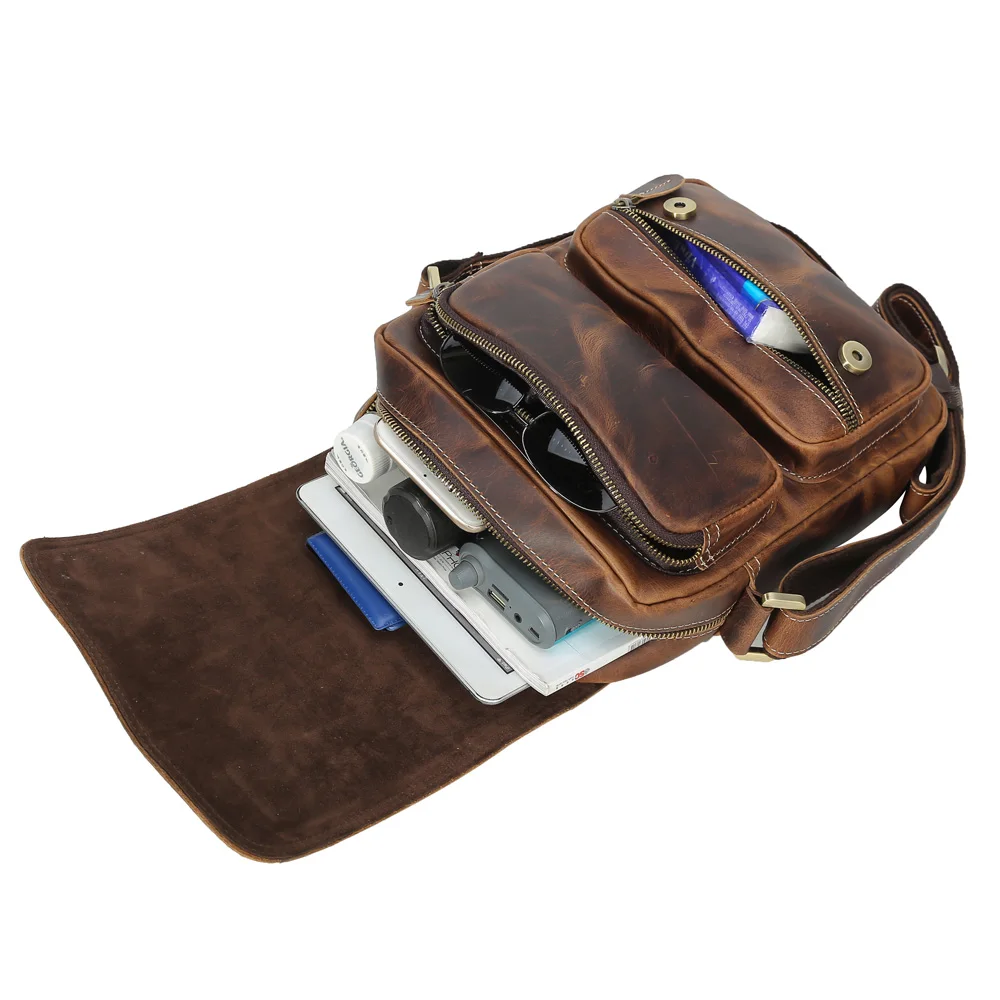 Сумка мессенджер из воловьей кожи для iPad темно коричневая|small messenger bag|designer bagmessenger