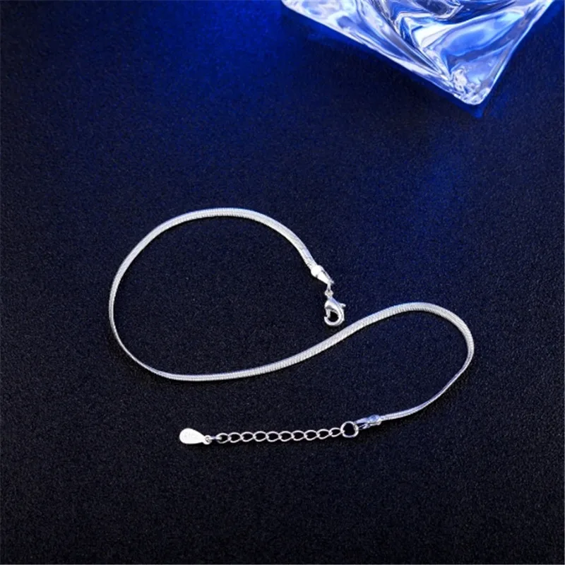 Женский и мужской браслет на ногу гладкий из серебра 925 пробы 2 мм|Анклеты| |