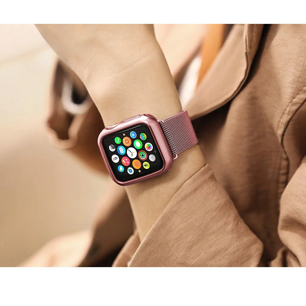 Чехол+ ремешок для Apple Watch 4, 5, ремешок 44 мм, iwatch 5, ремешок 42 мм, 38 мм, Миланская петля, браслет, ремешок для часов серии 5, 4, 3, 2, 1