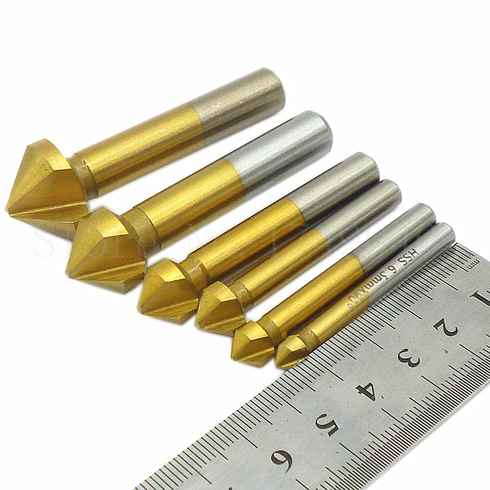 6 шт. металлические сверла 90 градусов Зенковка резак Концевая мельница набор три