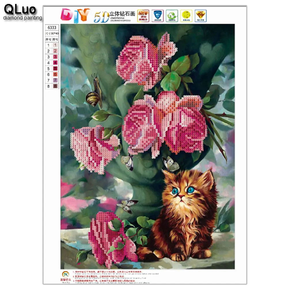 QLuo Рождество Сделай Сам 5d алмазная картина насадок Новое поступление цветок Кот