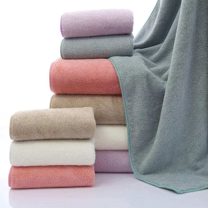 Набор бархатных полотенец кораллового цвета 1 пляжное полотенце и для лица 140*70 см