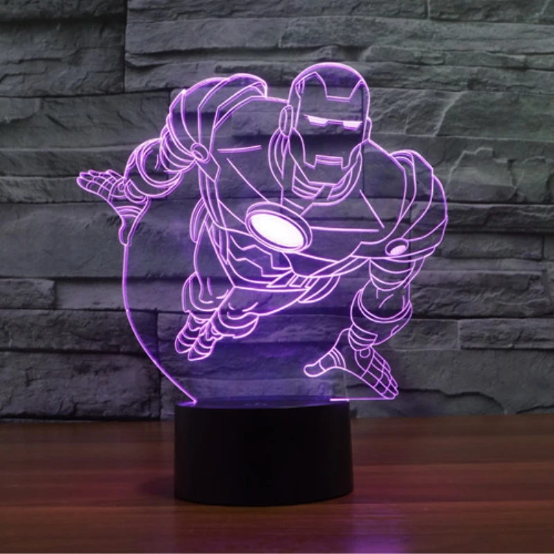 Новый Красочный Железный человек 3D настольная лампа Luminaria Светодиодные ночные