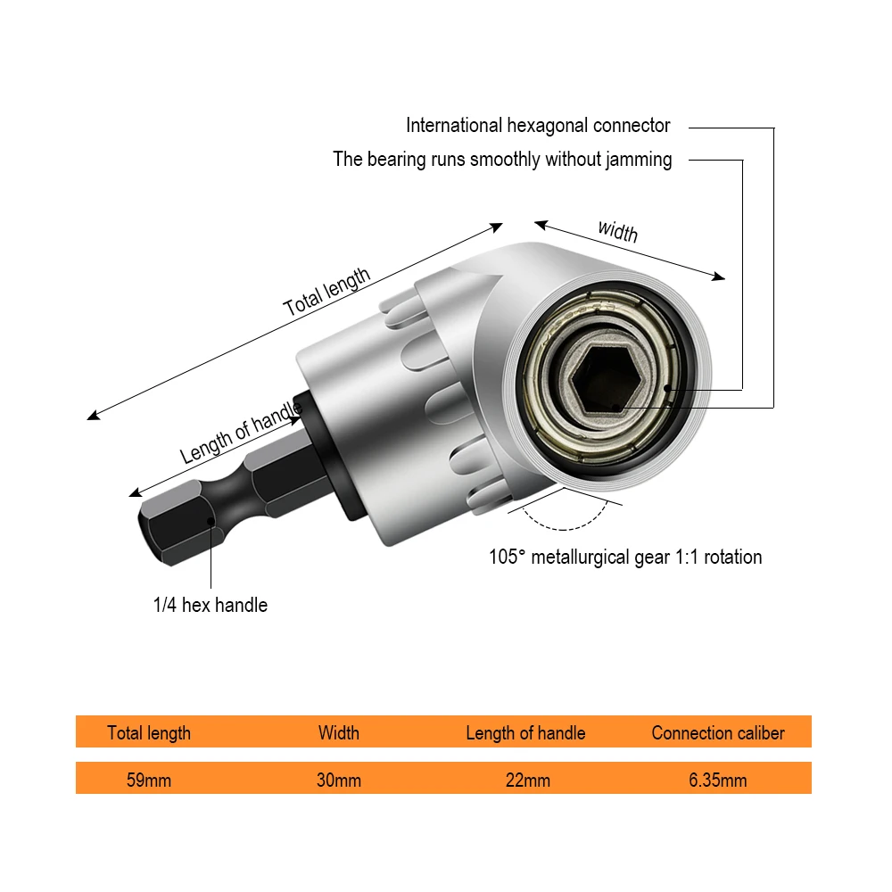JelBo 105 Degree Extension Right Angle Head Screwdriver Drill Bit Magnetic Holder Adaptor for Socket Accessories | Инструменты