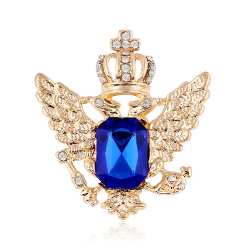Gold Blue X0150A Винтажные маленькие броши в виде короны для женщин мужские значки модные ювелирные изделия Ретро Серебряная бронзовая Золотая брошь значки на лацкан, металлическая фурнитура - Окраска металла: Gold Blue X0150A