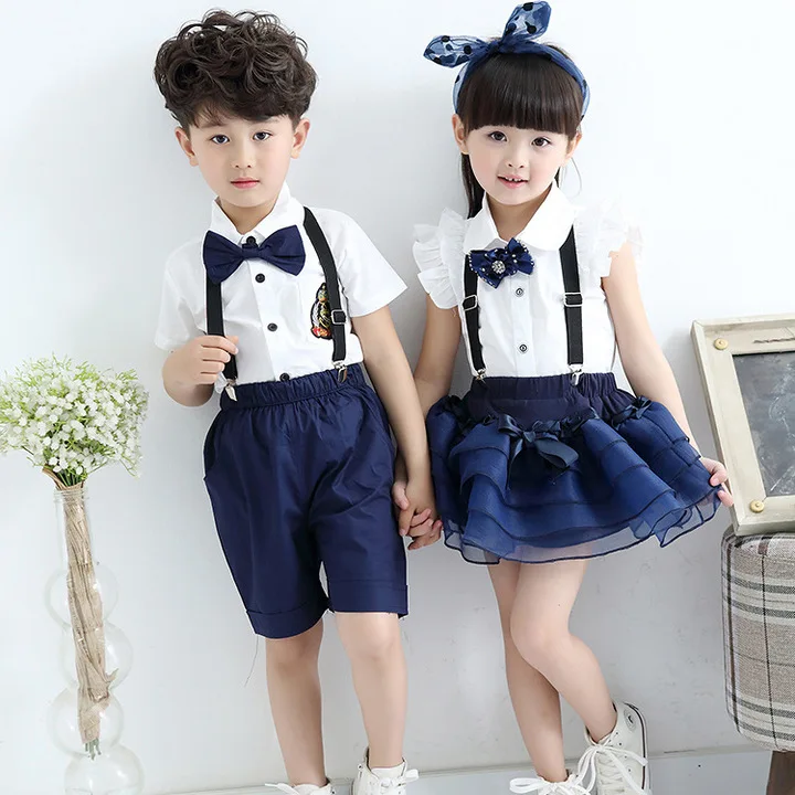 

Children costumes models short-sleeved overalls Students chorus clothing School uniforms Stage performance clothing