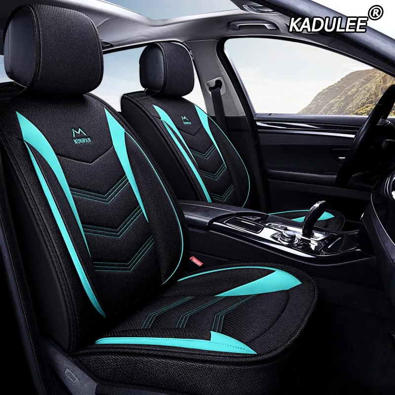 KADULEE льняные автомобильные чехлы для Mitsubishi Lancer Outlander Pajero Eclipse asx автомобильные аксессуары стильные чехлы для автосидений - Название цвета: black green