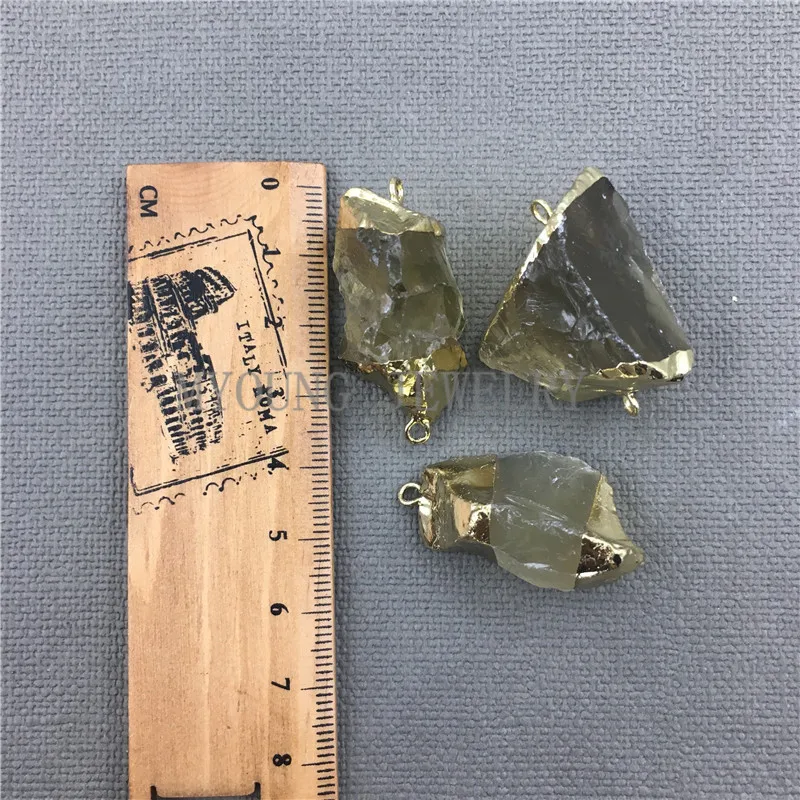 MY0511 Бесплатная форма сырой лимон кварцевый самородок кулон желтый кристалл
