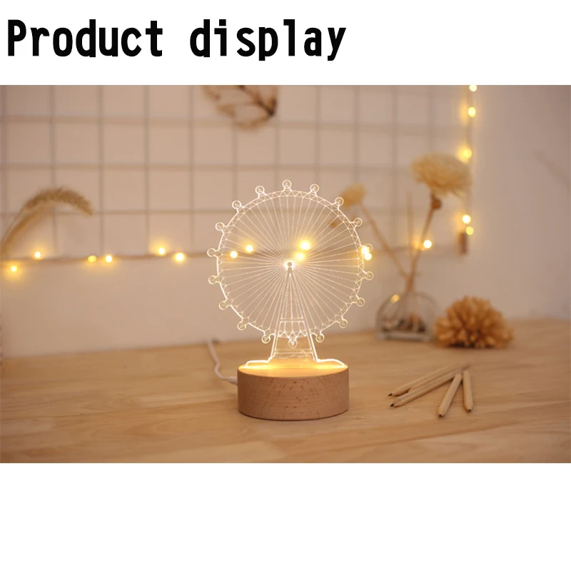 3D Творческий колесо обозрения узор ночник для дома романтический декоративный