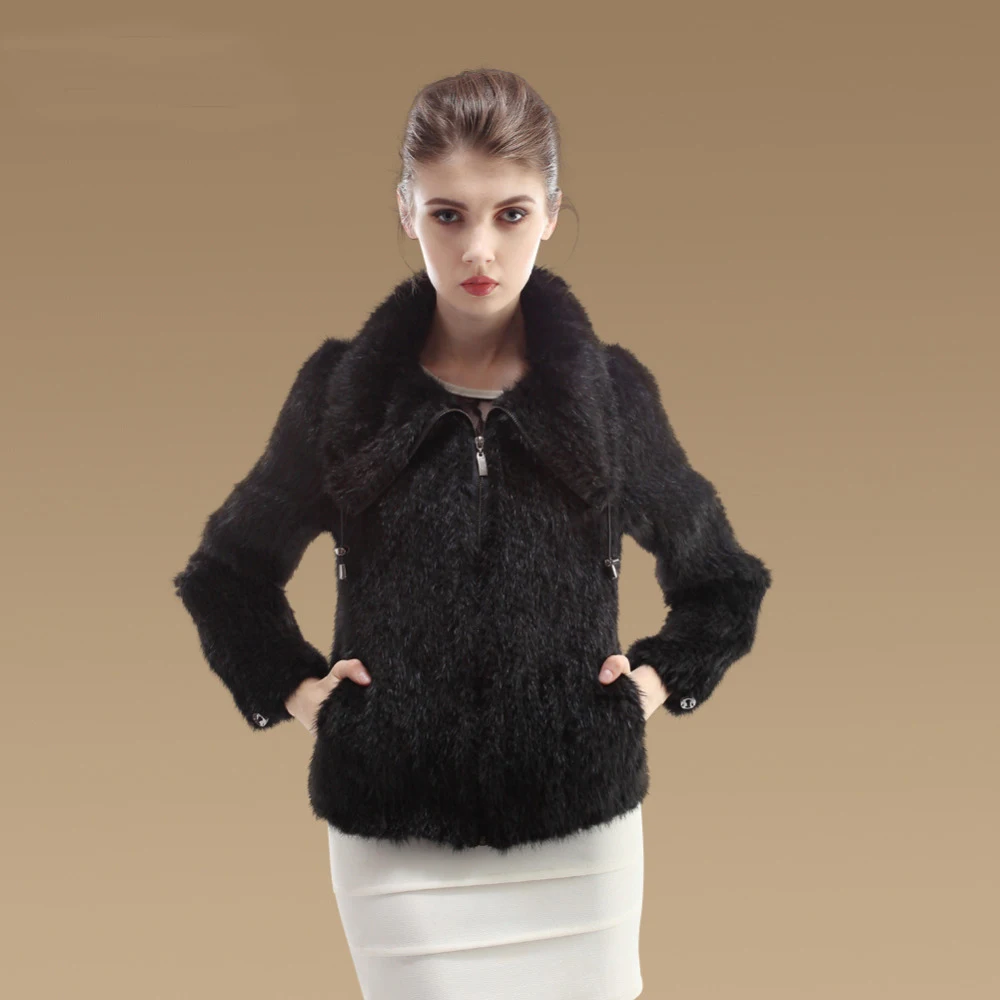 Женское пальто из натурального меха норки CHEWIES куртка с карманами и стоячим