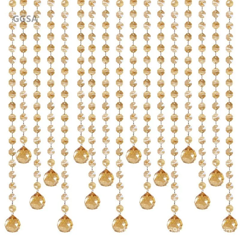 5 метров гирлянда прядь Висячие восьмиугольное стекло бусины занавес цепи