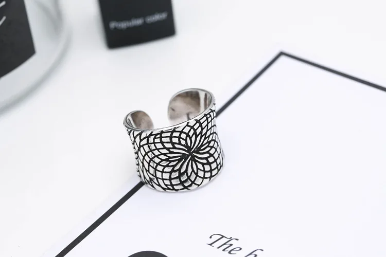 Женское серебряное кольцо с открытым кольцом ювелирное изделие в стиле ретро из