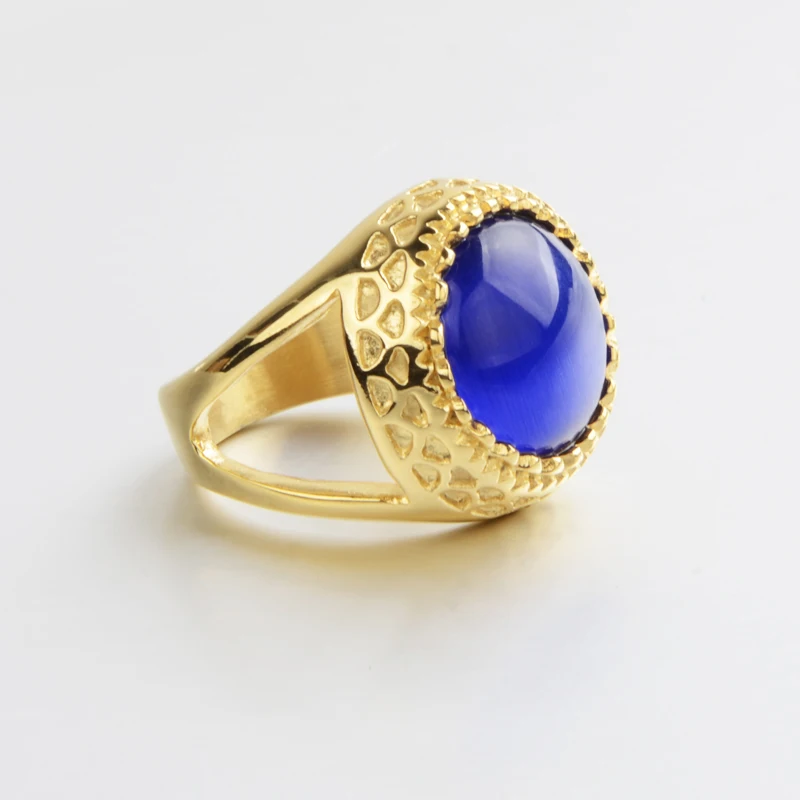 10 шт./лот очень большой синий камень океана нержавеющая сталь мужские ювелирные