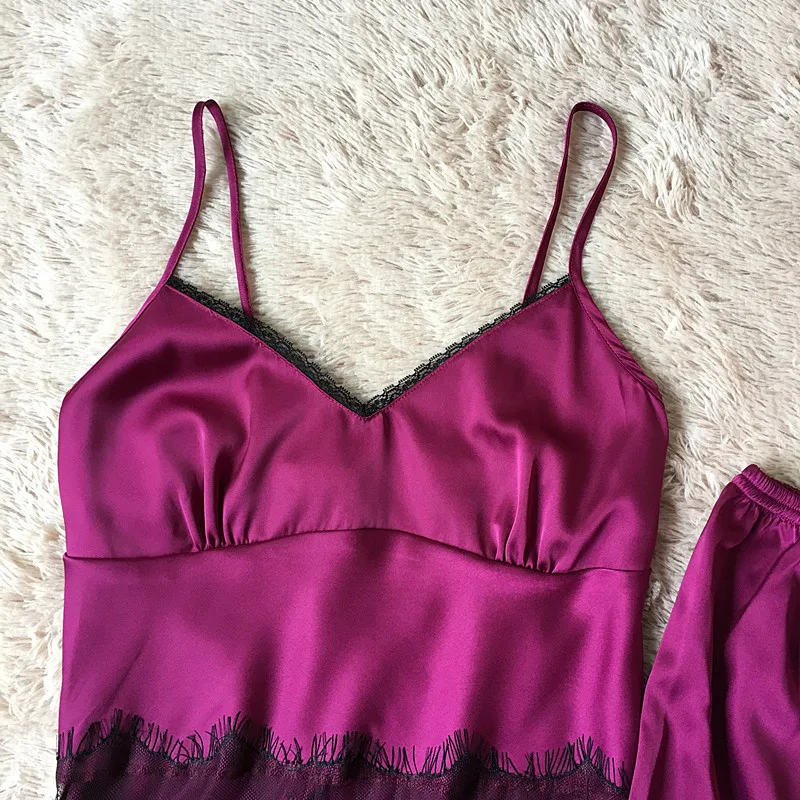 Черный кружевной сексуальный женский пижамный комплект Спагетти ремень