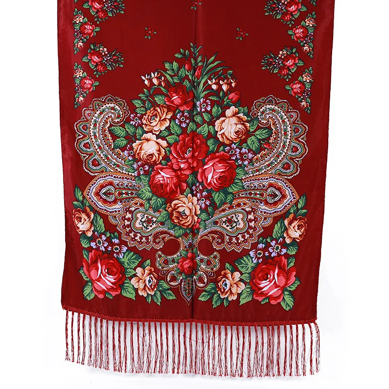 twill silk scarf crinkle hijab Printed long scarf Twill cotton fringed shawl Rose tassel luxury scarf foulard femme musulman - Цвет: 6