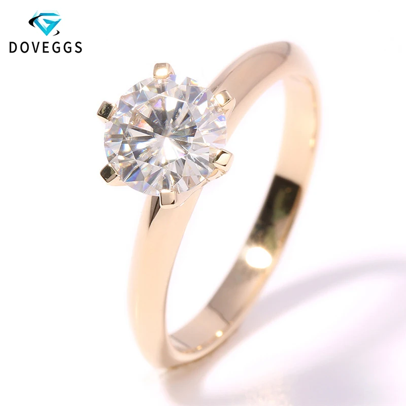 DovEggs кольцо с солитером 14 K 585 Желтое золото 2ct 8 мм F цвет сердца, стрелы разрезанный Муассанит алмаз обручальное кольцо для женщин Свадебное