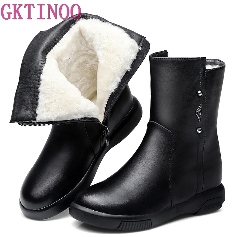 Женские зимние ботинки GKTINOO из натуральной воловьей кожи женские на плоской