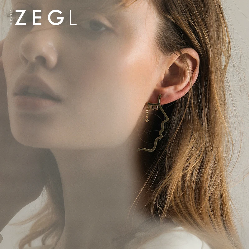 Женские Асимметричные сережки ZEGL Необычные в форме ушей|Серьги-подвески| |