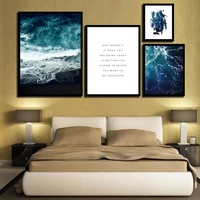 nordic minimalism style letter sea wave seascape poster watercolor pictures prints painting wall art canvas girl room home decor