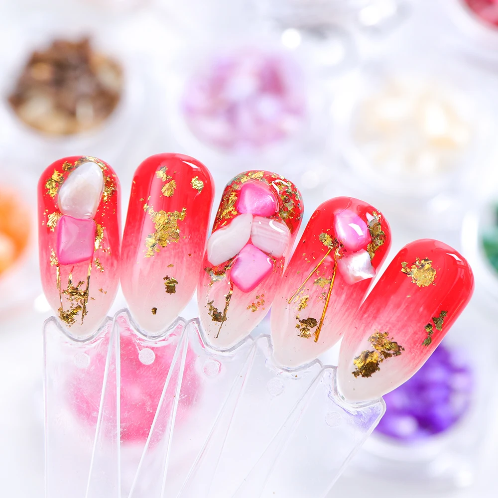 1 бутылка сломанный красочный дизайн ногтей Стразы Японский кристалл раковина