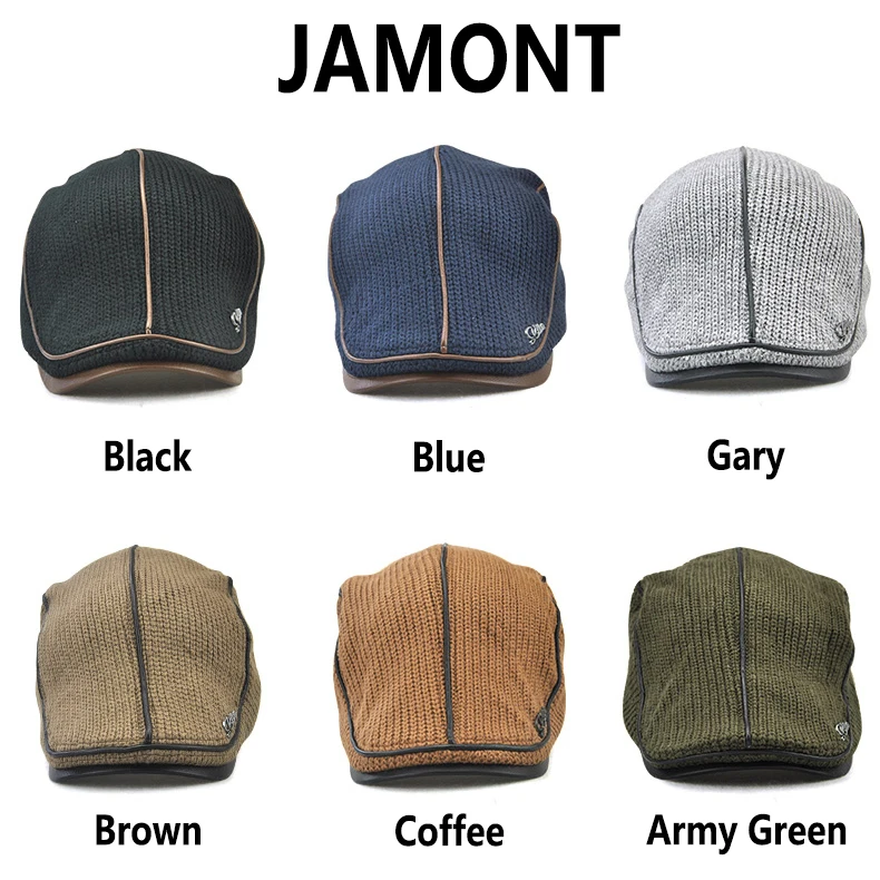 JAMONT, высококачественный брендовый вязаный берет, Casquette Homme, кожаная плоская кепка для мужчин, Boina Hombre, козырек, шапка, Planas Snapback, шапка