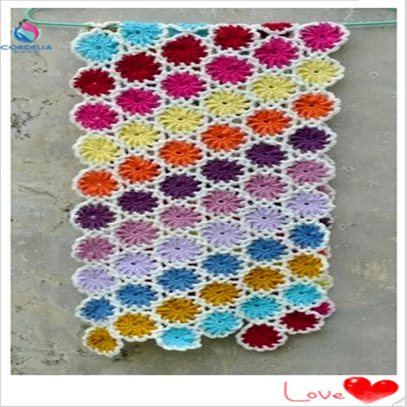 Бесплатная доставка красочные крючком шерсть хлопок ручной работы цветок