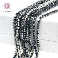 free shipping 5 yardsbag black 2mm 4mm metal black base glass rhinestones cup chain diy clothing accessories