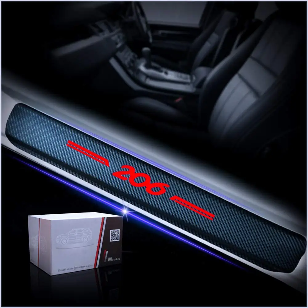 

4pcs For Peugeot 206 Door Sill Protector Reflective 4D Carbon Fiber Sticker Door Entry Guard Door Sill Scuff Plate Stickers