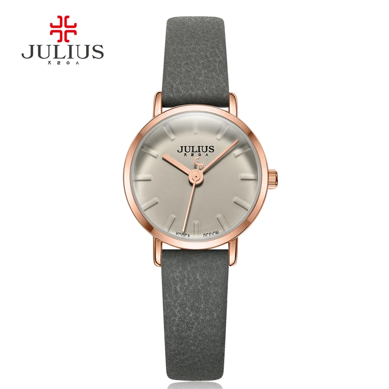 Новое поступление кварцевые часы Julius с тонким кожаным ремешком женские