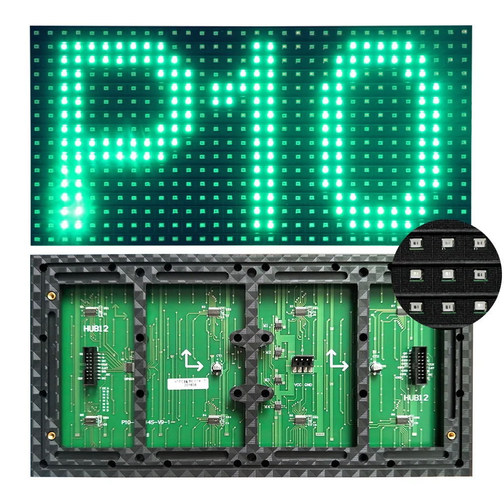 320x160 мм полунаружная зеленая светодиодная панель P10 Одноцветный внутренний SMD