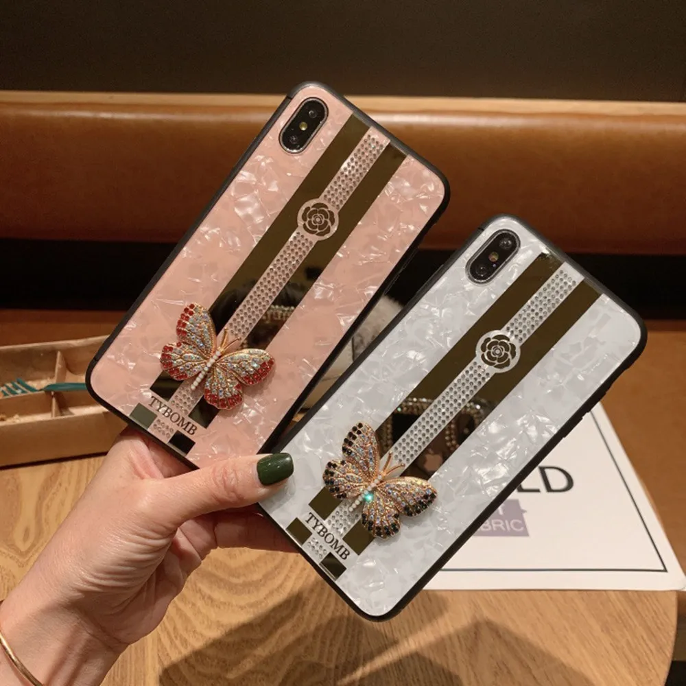 Роскошный 3D чехол бабочка для телефона iPhone XR XS 7 8 Plus противоударный зеркальный