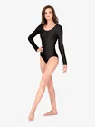 LZCMsoft взрослый с длинным рукавом черные трико для женщин цельный лайкра спандекс танцевальная одежда Йога, гимнастика танцевальные костюмы