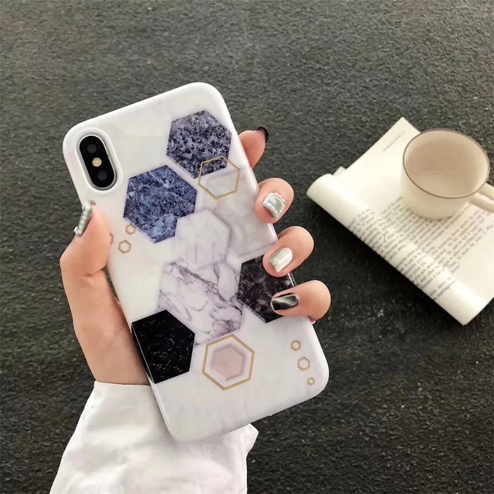 WANGFUZHI шить Мрамор рисунком чехол для iPhone 6 6S 7 8 Plus X Мягкий из ТПУ на заднюю панель