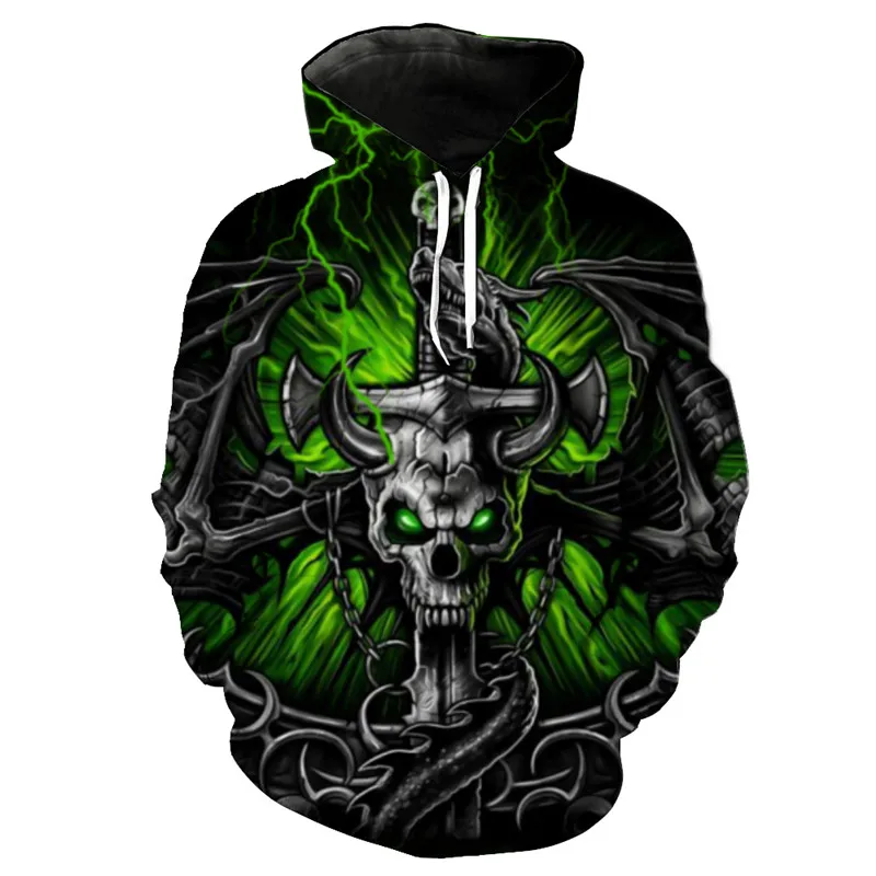 Толстовка с капюшоном ConMotion Evil Sword зеленая толстовка и принтом Dragon Skull уличный