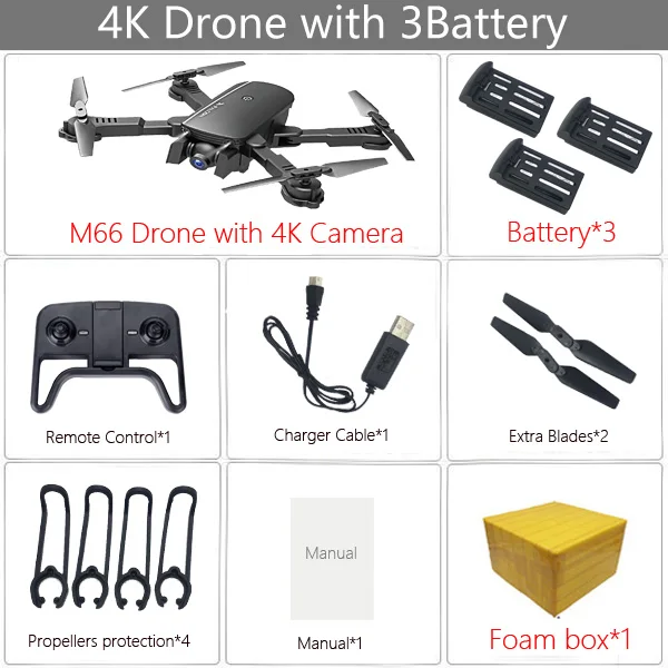 4K 3B FB Black LAUMOX M66 Радиоуправляемый Дрон с камерой 4K широкоугольный оптический поток позиционирования жестов фото Wi-Fi FPV складной Квадрокоптер Дрон Vs E58 - Цвет: 4K 3B FB Black