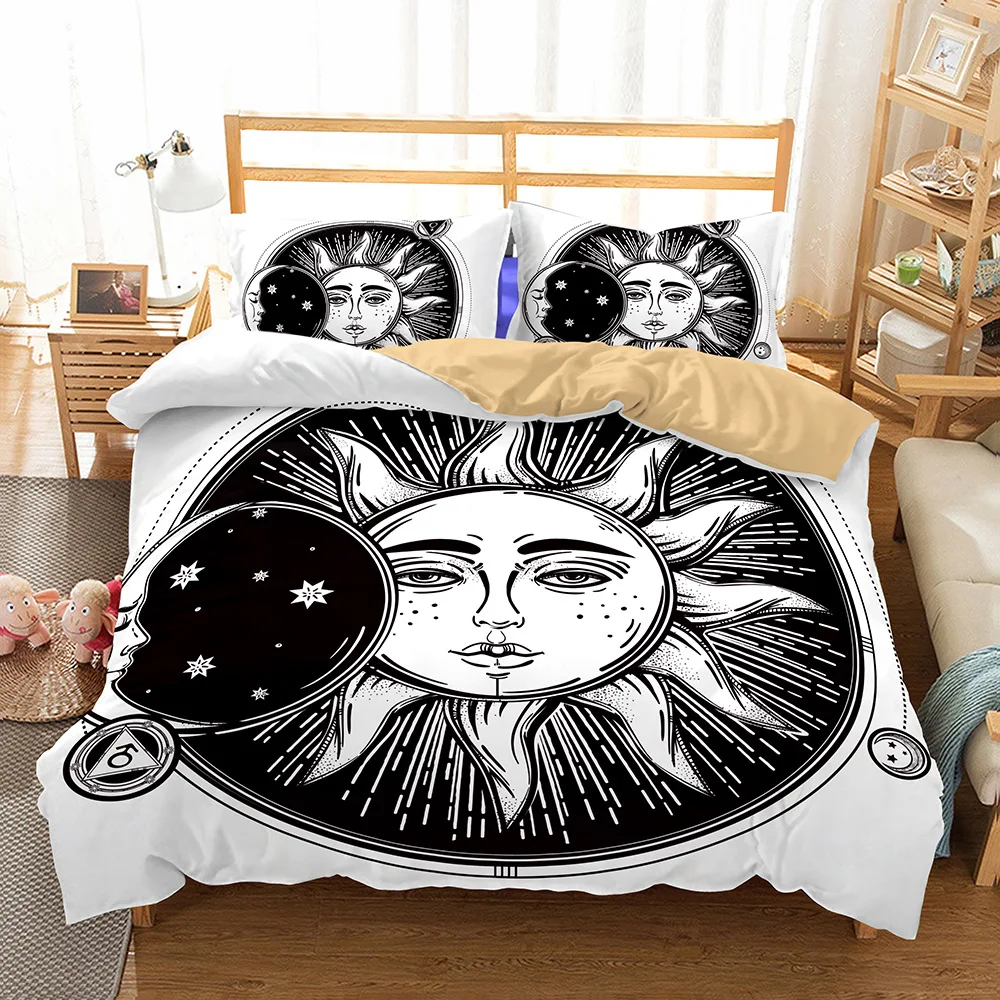 Комплект постельного белья Sun God черный и белый цвет покрывало для кровати Прямая