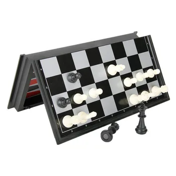 Magnetic Chess Backgammon Checkers Set Road Foldable Board Game 3-in-1 International Chess Folding Chess Portable Board Game 3