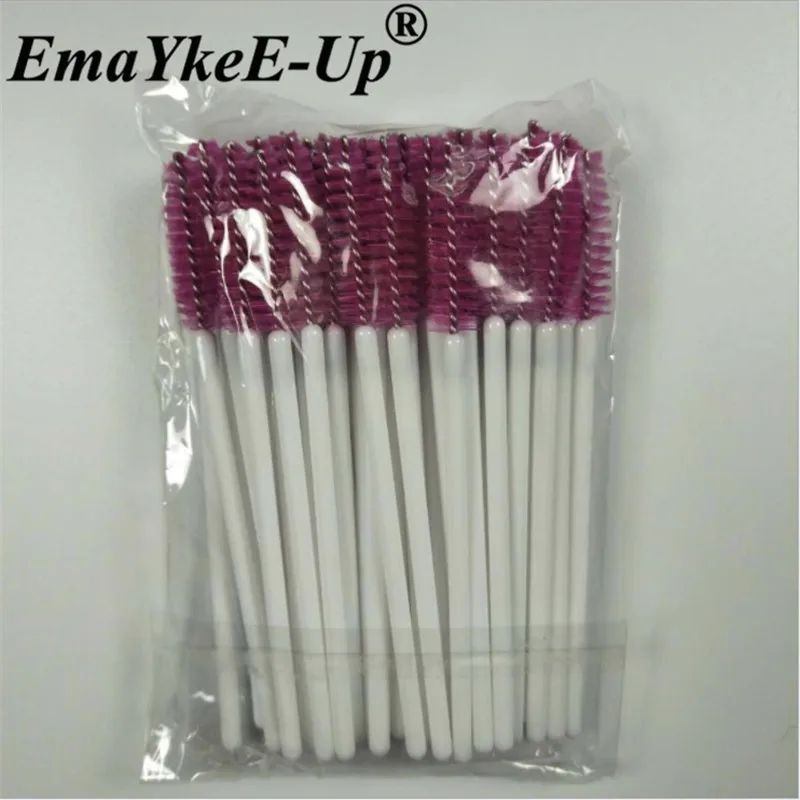 White Rose-50pcs 50 шт./партия одноразовые нейлоновые палочки для туши для ресниц, синие, золотые, черные, розовые, красные кисти с ручкой, ресницы, кисти для макияжа, инструменты для наращивания ресниц - Цвет: White Rose-50pcs
