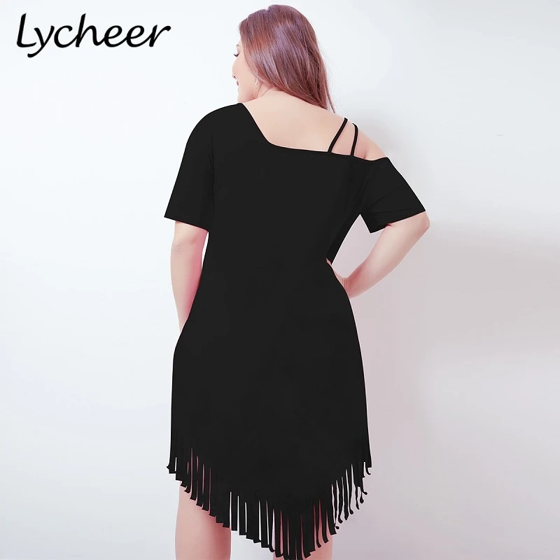 Женское винтажное платье с кисточками Lycheer однотонное вечернее коротким рукавом
