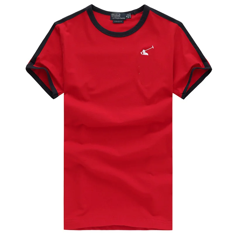 2014 new free shipping men's round neck short sleeve T-shirt embroidery LOGO fashion good quality low price 4-color | Мужская одежда