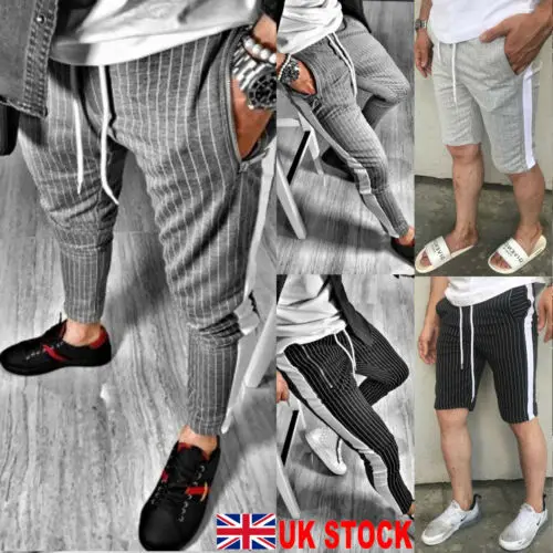 New Mens Triped Casual Slim Fit Tracksuit Bottoms Skinny Jogging Joggers Sweat Long Pants Trousers | Мужская одежда