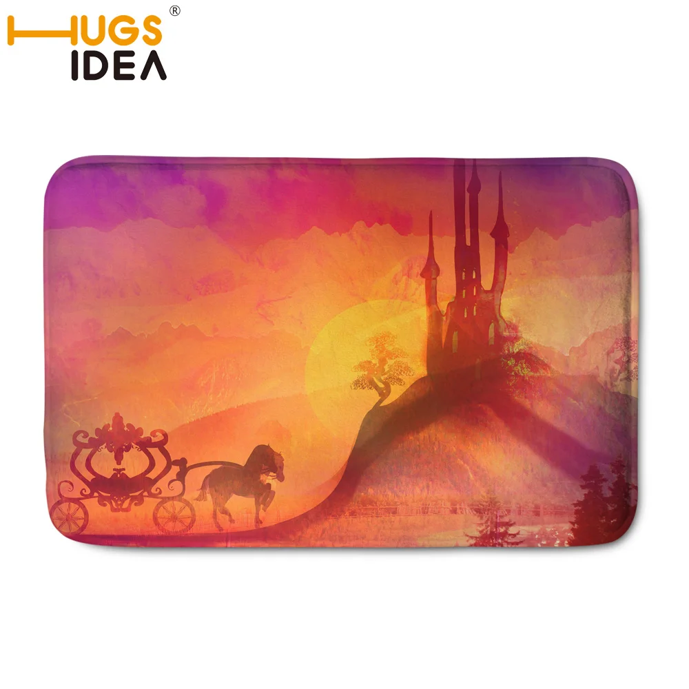 

HUGSIDEA фланелевый ковер с принтом замка, коврики для дома, гостиной, прямоугольный ковер для спальни, противоскользящий ковер, искусственный ...