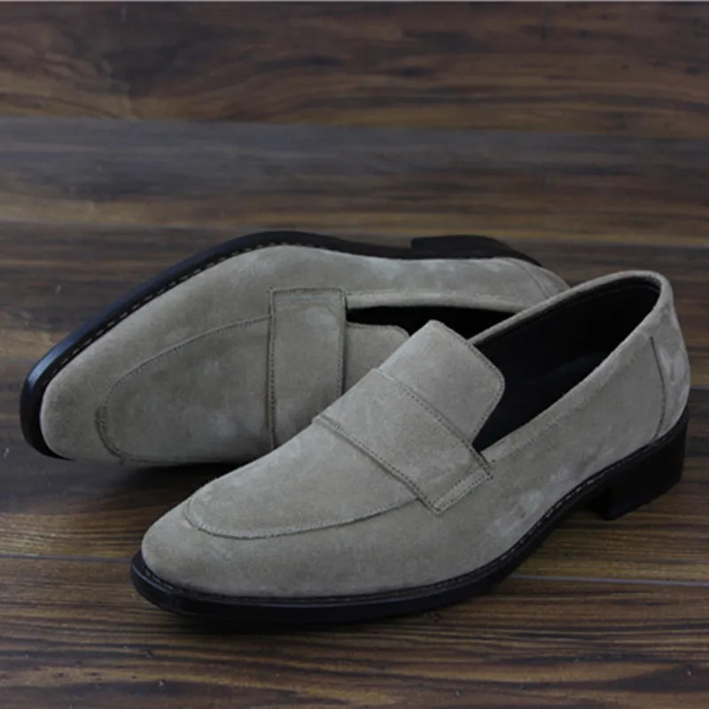 MALONEDA Brand 100% Full Genuine Leather Handmade Cow Suede Mens Loafers Slip On Grey Casual Shoes With Goodyear Handcraft | Обувь