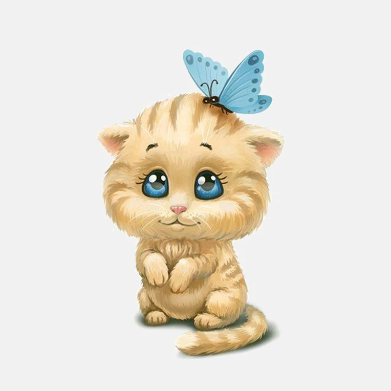 YJZT 8 9 см * 14 смешная кошка играющая с бабочкой из ПВХ декоративный автомобильный