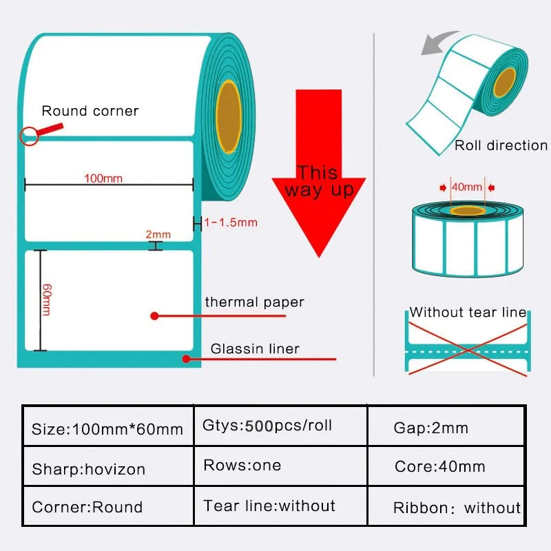 40 ~ 80 мм термоклейкая этикетка бумажная для доставки со штрих кодом самоклеящаяся